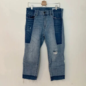 Treasure & Bond Two Tone Distressed Relaxed Crop‎ Jeans